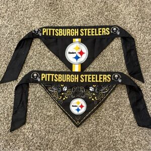 Two Pittsburgh Steelers dog bandanas